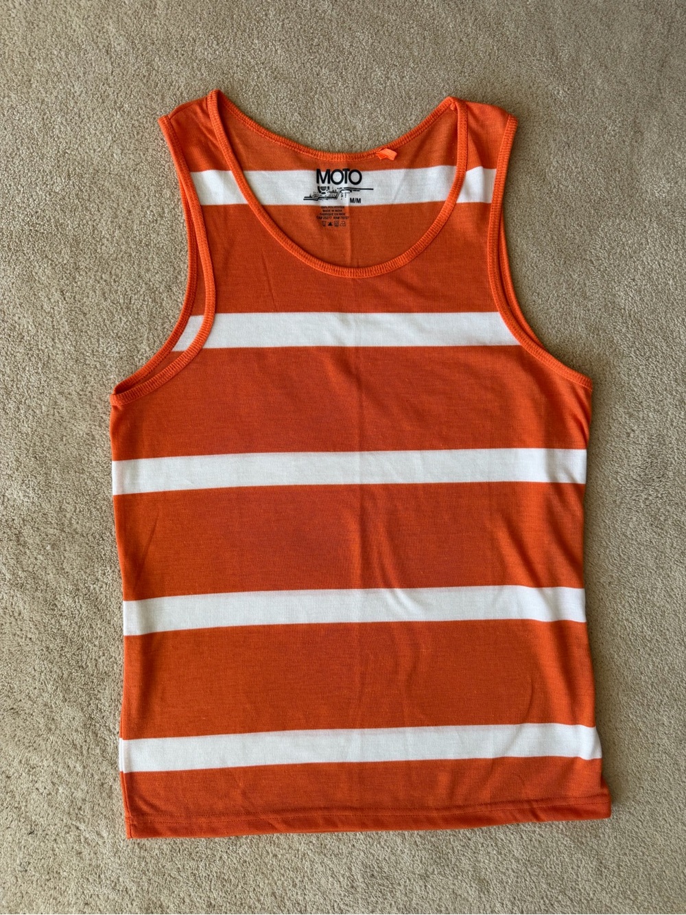 MOTO Orange & White Striped Tank Top